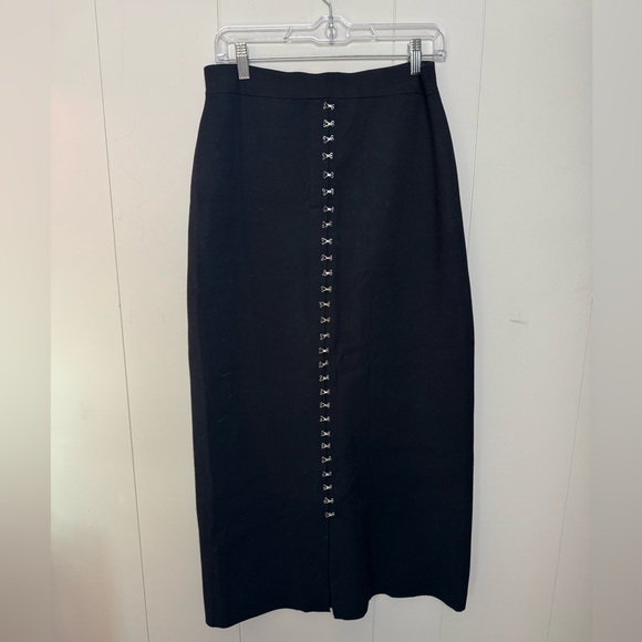 Altuzarra Dresses & Skirts - Altuzarra Black Pencil Viscose Blend Skirt with Silver Hook & Eye Details Size M